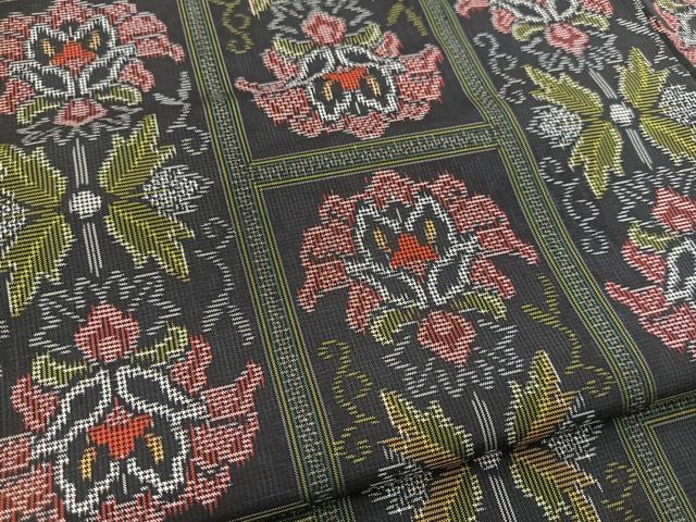 平和屋着物■本場村山大島紬　更紗花文　ロング丈　正絹　逸品　未使用　BAAY5883yc
