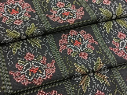 平和屋着物■本場村山大島紬　更紗花文　ロング丈　正絹　逸品　未使用　BAAY5883yc