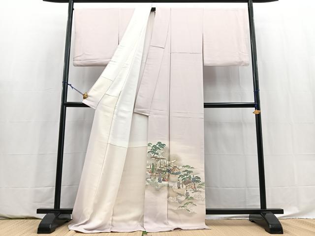 平和屋着物●豪華色留袖　寿光織　平安人物風景文　暈し染め　金糸　ロング丈　正絹　逸品　BAAY5884yc