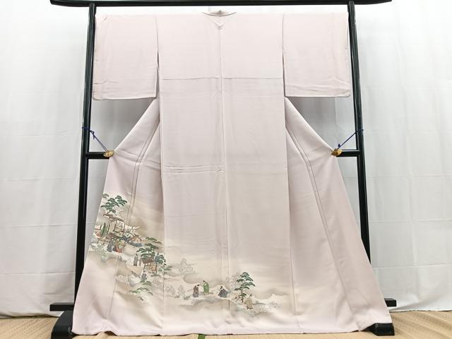 平和屋着物●豪華色留袖　寿光織　平安人物風景文　暈し染め　金糸　ロング丈　正絹　逸品　BAAY5884yc