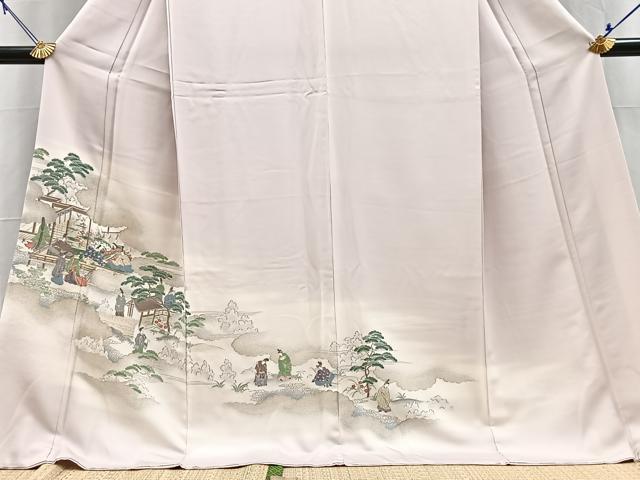 平和屋着物●豪華色留袖　寿光織　平安人物風景文　暈し染め　金糸　ロング丈　正絹　逸品　BAAY5884yc