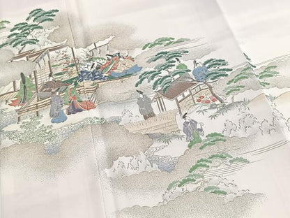 平和屋着物●豪華色留袖　寿光織　平安人物風景文　暈し染め　金糸　ロング丈　正絹　逸品　BAAY5884yc