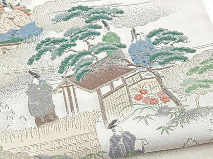 平和屋着物●豪華色留袖　寿光織　平安人物風景文　暈し染め　金糸　ロング丈　正絹　逸品　BAAY5884yc