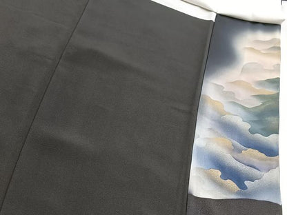 平和屋着物■豪華黒留袖　飛鶴風景文　金彩　正絹　逸品　BAAY5886yc