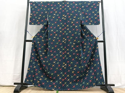 平和屋着物■上質な小紋　飛鶴文　正絹　逸品　未使用　BAAY5887yc