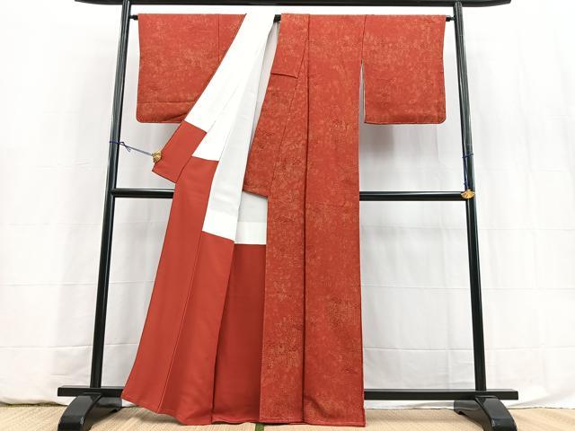平和屋着物■上質な小紋　風景花文　鬼しぼ縮緬　正絹　逸品　BAAY5888yc