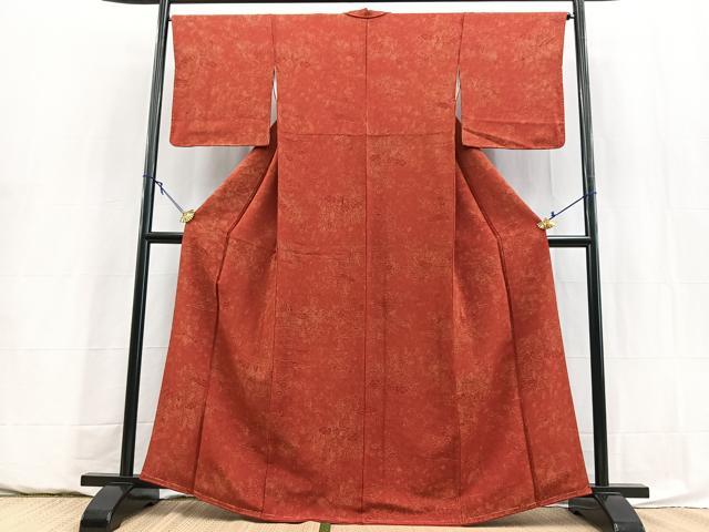 平和屋着物■上質な小紋　風景花文　鬼しぼ縮緬　正絹　逸品　BAAY5888yc