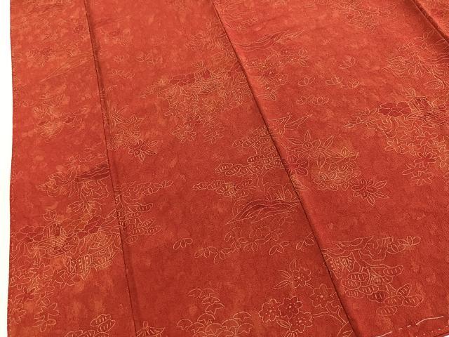 平和屋着物■上質な小紋　風景花文　鬼しぼ縮緬　正絹　逸品　BAAY5888yc