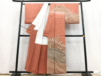 平和屋着物■訪問着　刺繍　立波秋草文　暈し染め　金彩　ますいわ屋扱い　正絹　逸品　BAAY5889yc