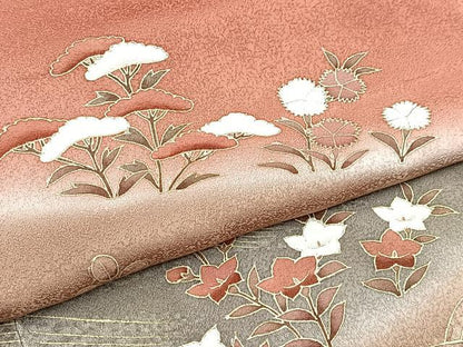 平和屋着物■訪問着　刺繍　立波秋草文　暈し染め　金彩　ますいわ屋扱い　正絹　逸品　BAAY5889yc