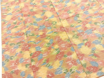 平和屋着物■上質な紬　草花文　正絹　逸品　BAAY5892yc