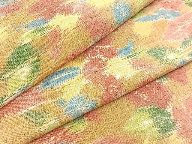平和屋着物■上質な紬　草花文　正絹　逸品　BAAY5892yc