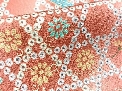 平和屋着物■上質な小紋　籠目草花文　暈し染め　金彩　正絹　逸品　BAAY5895yc