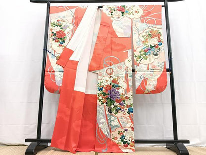 平和屋着物■豪華振袖　几帳花車文　金彩　正絹　逸品　BAAY5896yc