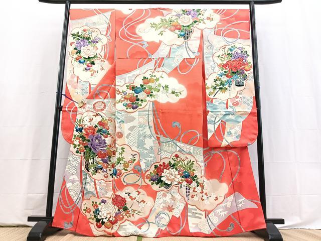 平和屋着物■豪華振袖　几帳花車文　金彩　正絹　逸品　BAAY5896yc