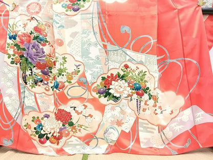 平和屋着物■豪華振袖　几帳花車文　金彩　正絹　逸品　BAAY5896yc