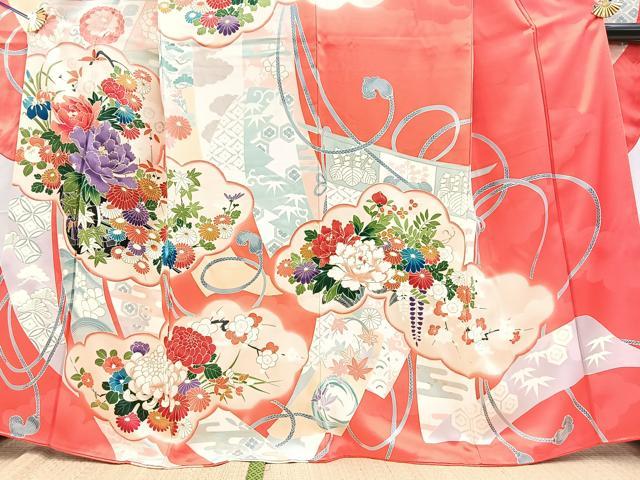平和屋着物■豪華振袖　几帳花車文　金彩　正絹　逸品　BAAY5896yc