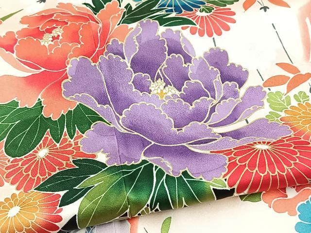 平和屋着物■豪華振袖　几帳花車文　金彩　正絹　逸品　BAAY5896yc