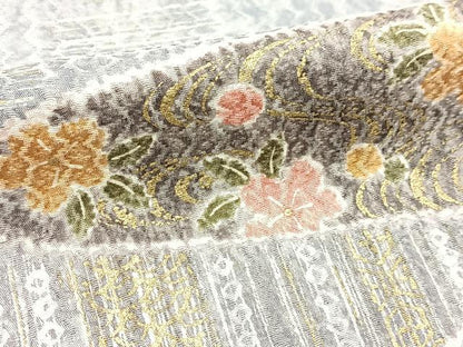 平和屋着物■上質な小紋　吉祥花蝶文　金彩　正絹　逸品　未使用　BAAY5897yc