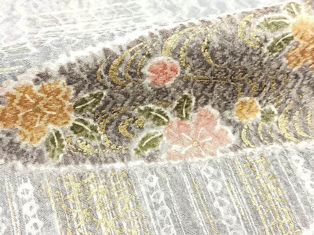 平和屋着物■上質な小紋　吉祥花蝶文　金彩　正絹　逸品　未使用　BAAY5897yc