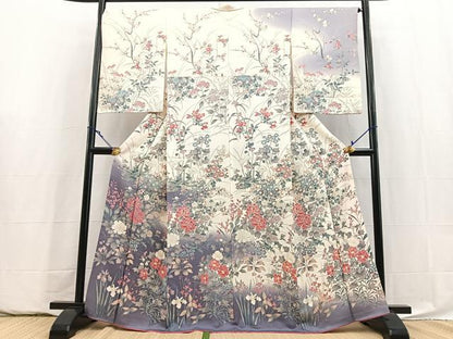 平和屋着物●訪問着　草花文　暈し染め　正絹　逸品　BAAY5898yc