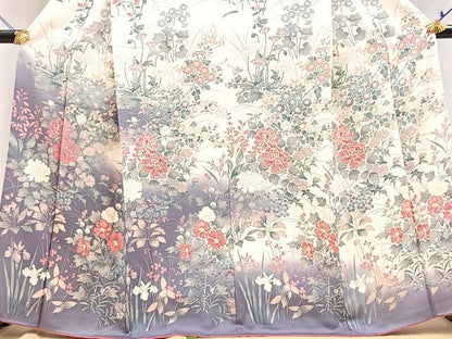 平和屋着物●訪問着　草花文　暈し染め　正絹　逸品　BAAY5898yc