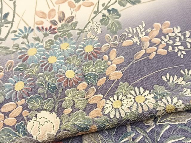 平和屋着物●訪問着　草花文　暈し染め　正絹　逸品　BAAY5898yc