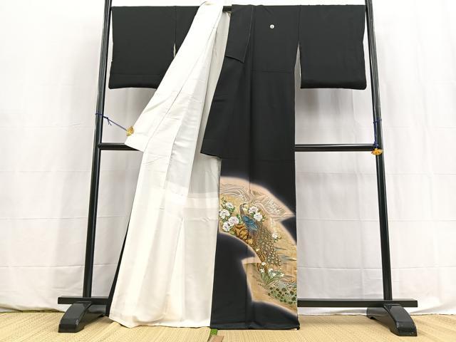 平和屋着物■豪華黒留袖　作家物　牡丹孔雀図　金銀彩　正絹　逸品　BAAY5901yc