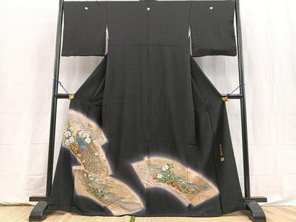 平和屋着物■豪華黒留袖　作家物　牡丹孔雀図　金銀彩　正絹　逸品　BAAY5901yc