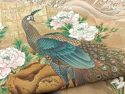 平和屋着物■豪華黒留袖　作家物　牡丹孔雀図　金銀彩　正絹　逸品　BAAY5901yc