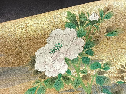 平和屋着物■豪華黒留袖　作家物　牡丹孔雀図　金銀彩　正絹　逸品　BAAY5901yc