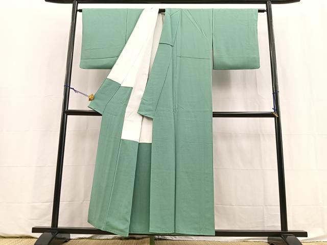 平和屋着物■上質な色無地　青磁色　正絹　逸品　BAAY5904yc