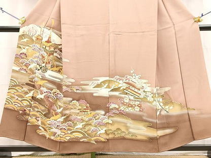平和屋着物■豪華色留袖　飛鶴祇園祭文　暈し染め　金銀彩　正絹　逸品　BAAY5906yc