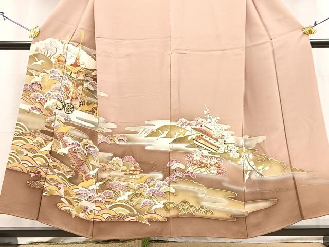 平和屋着物■豪華色留袖　飛鶴祇園祭文　暈し染め　金銀彩　正絹　逸品　BAAY5906yc