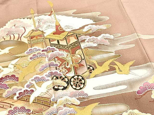 平和屋着物■豪華色留袖　飛鶴祇園祭文　暈し染め　金銀彩　正絹　逸品　BAAY5906yc