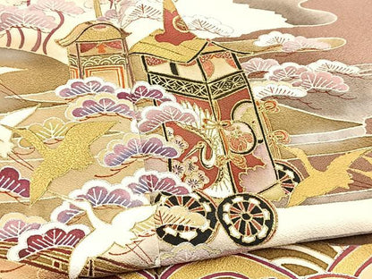 平和屋着物■豪華色留袖　飛鶴祇園祭文　暈し染め　金銀彩　正絹　逸品　BAAY5906yc