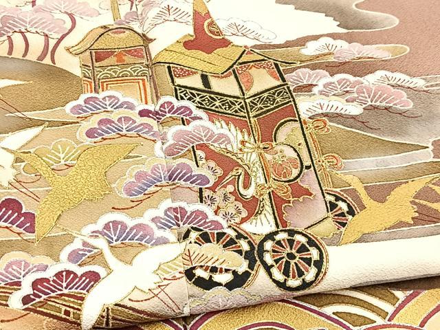 平和屋着物■豪華色留袖　飛鶴祇園祭文　暈し染め　金銀彩　正絹　逸品　BAAY5906yc