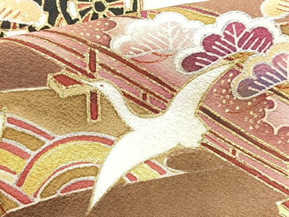 平和屋着物■豪華色留袖　飛鶴祇園祭文　暈し染め　金銀彩　正絹　逸品　BAAY5906yc