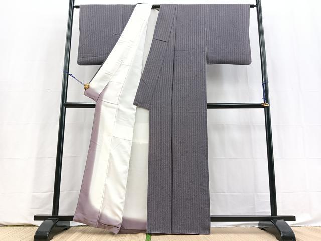 平和屋着物■上質な小紋　雨縞　正絹　逸品　BAAY5908yc