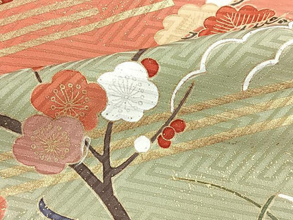 平和屋着物■豪華振袖　駒刺繍　松竹梅御所車花文　暈し染め　金彩　正絹　逸品　BAAY5909yc