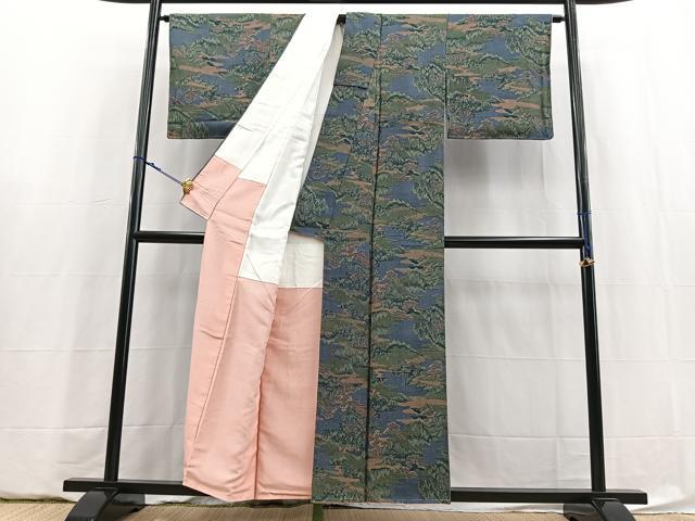 平和屋着物■本場染大島紬　風景樹林文　正絹　逸品　BAAY5910yc