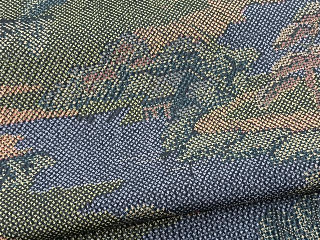 平和屋着物■本場染大島紬　風景樹林文　正絹　逸品　BAAY5910yc