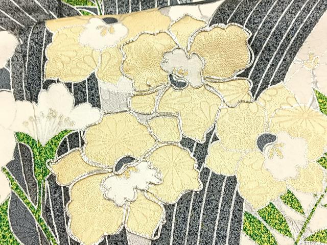 平和屋着物■豪華振袖　銀駒刺繍　草花文　金銀彩　正絹　逸品　BAAY5911yc