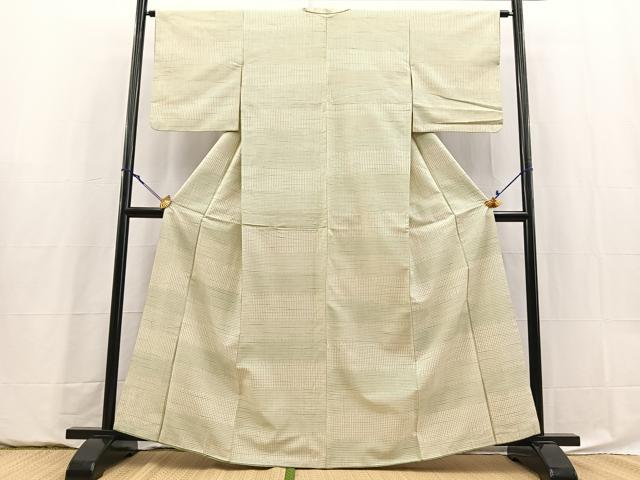 平和屋着物■上質な紬　幾何学文様　正絹　逸品　BAAY5912yc