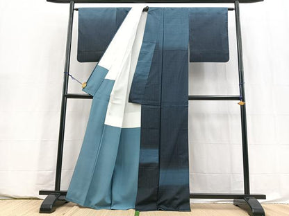 平和屋着物■訪問着　紬地　横段文　正絹　逸品　BAAY5915yc
