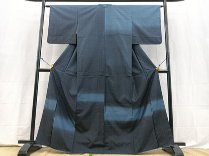 平和屋着物■訪問着　紬地　横段文　正絹　逸品　BAAY5915yc
