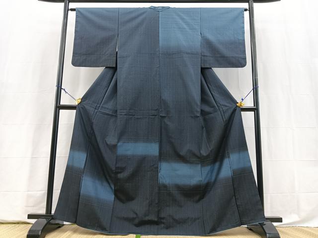 平和屋着物■訪問着　紬地　横段文　正絹　逸品　BAAY5915yc