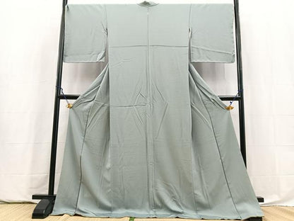 平和屋着物●上質な色無地　奏鼠色　ロング丈　正絹　逸品　未使用　BAAY5917yc