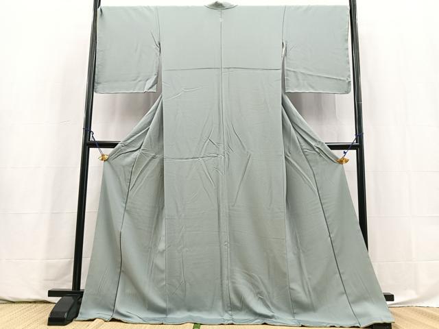平和屋着物●上質な色無地　奏鼠色　ロング丈　正絹　逸品　未使用　BAAY5917yc