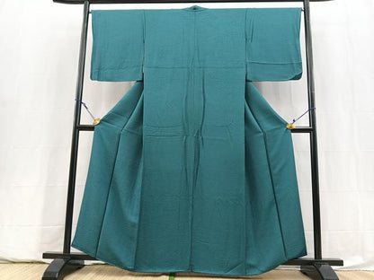 平和屋着物■上質な色無地　風景地紋　高麗納戸色　正絹　逸品　BAAY5919yc